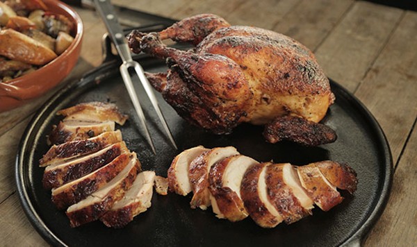 Rotisserie-smoked chicken