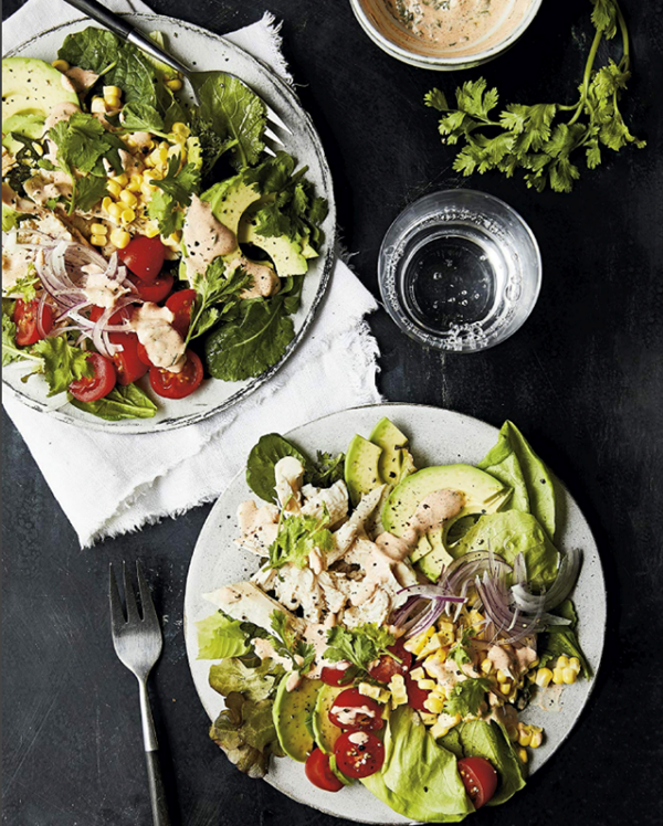 Rotisserie summer chicken bowls with smoked paprika aioli