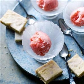 Ruby grapefruit and Campari sorbet with salted almond shortbread