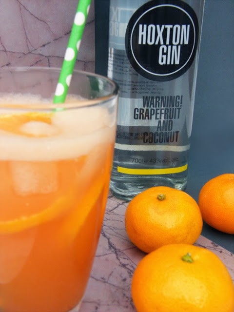 Ruby red gin cocktail with clementines