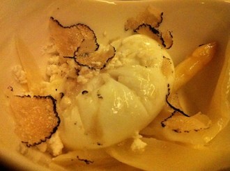 Ruffly poached eggs