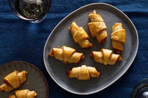 Rugelach with membrillo, almonds & blue cheese