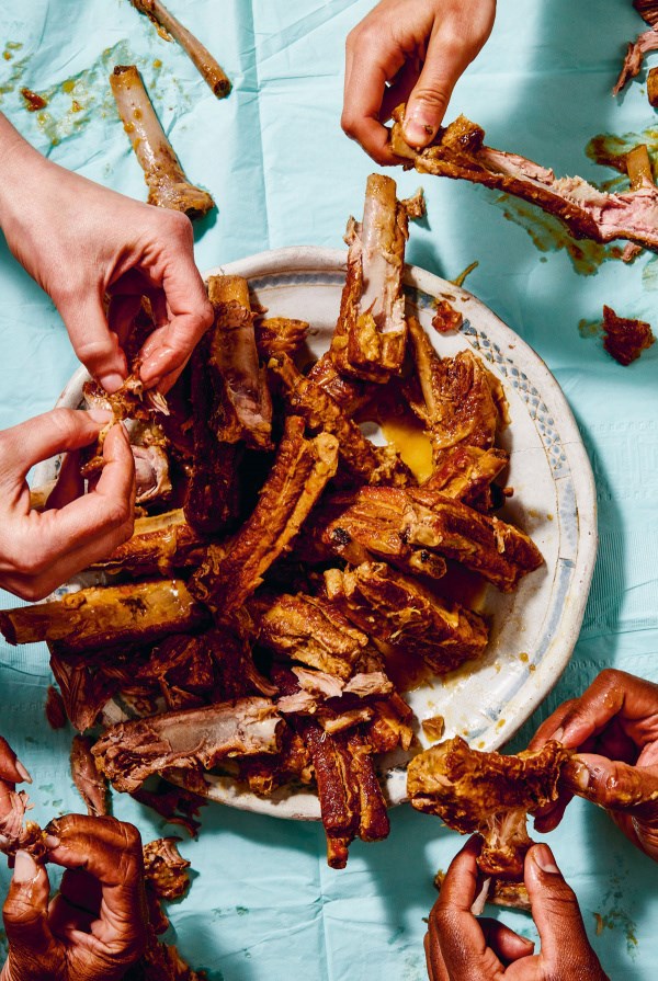 Rum and ginger braised pork ribs
