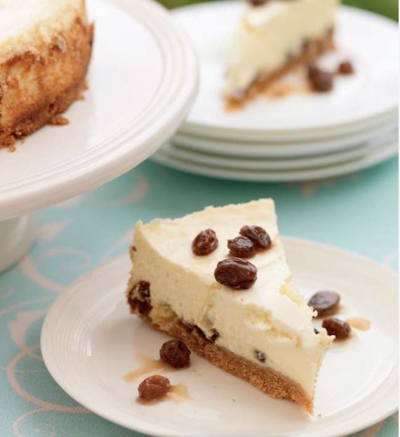 Rum and raisin baked cheesecake