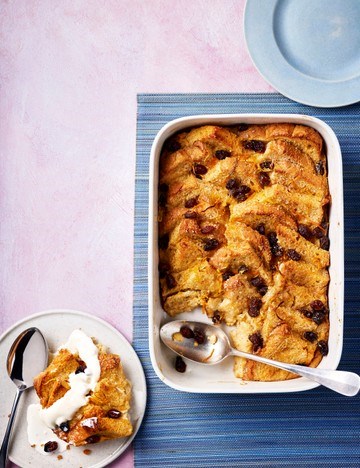 Rum and raisin bread and butter pudding