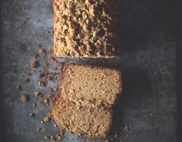 Rum apple cider rosemary crumb cake