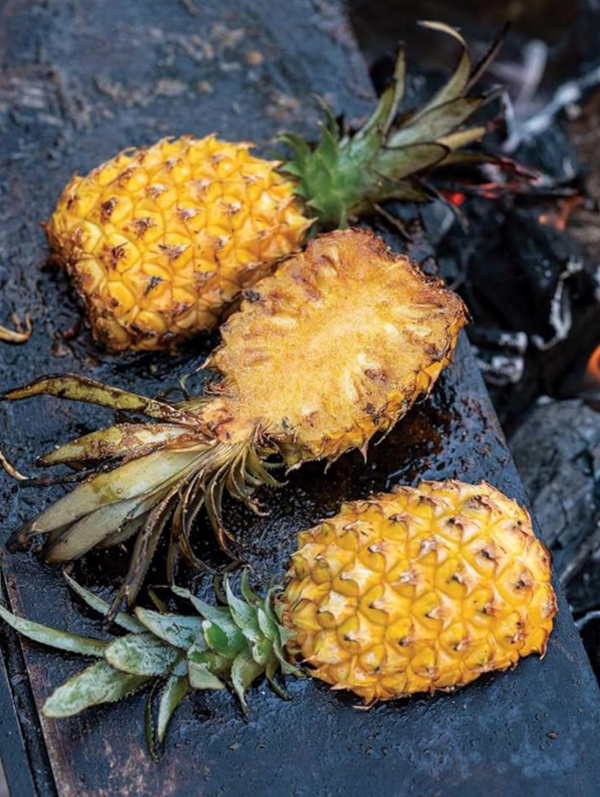 Rum-flambéed roasted pineapple, two ways