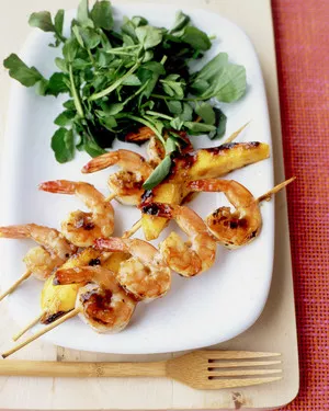 Rum-glazed shrimp and mango