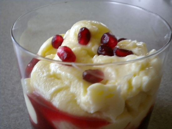 Rum pudding with pomegranate raspberry compote recipe | Eat Your Books