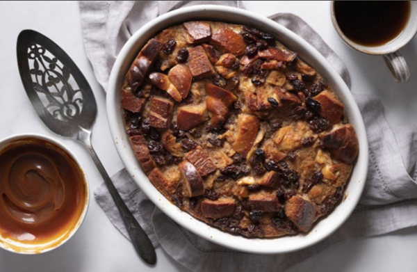 Rum raisin bread pudding