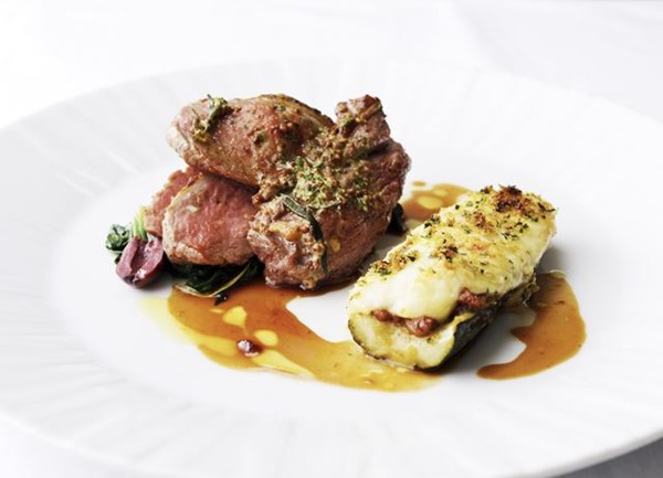 Rump of Welsh Lamb with courgette moussaka
