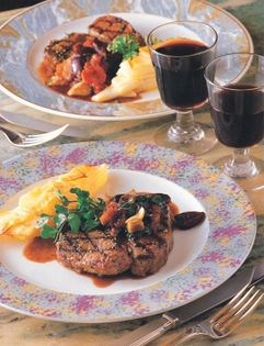 Rump steak with olives