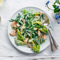 Runner bean, samphire and trout salad