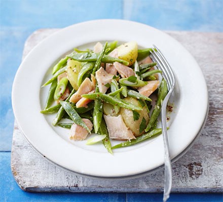 Runner beans, smoked trout & potato salad