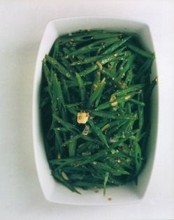 Runner beans with chunky seasoning