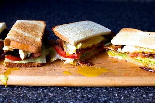 Runny egg BLT sandwich