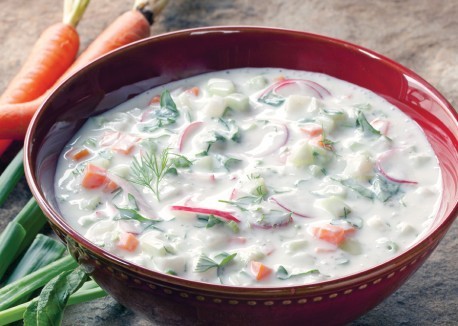 Russian cold vegetable soup (Kefir okroshka)