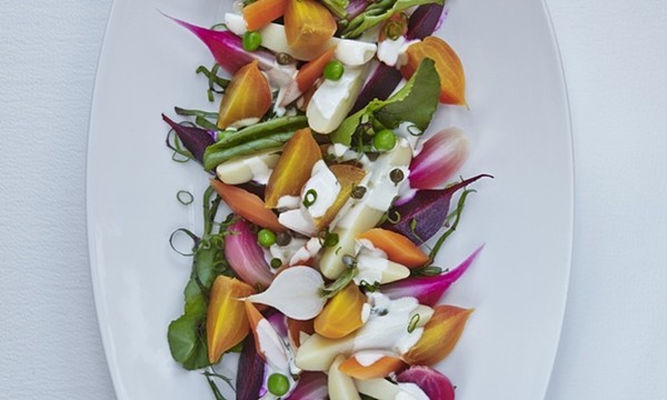Russian salad – beetroot with potatoes, turnips, carrots and peas