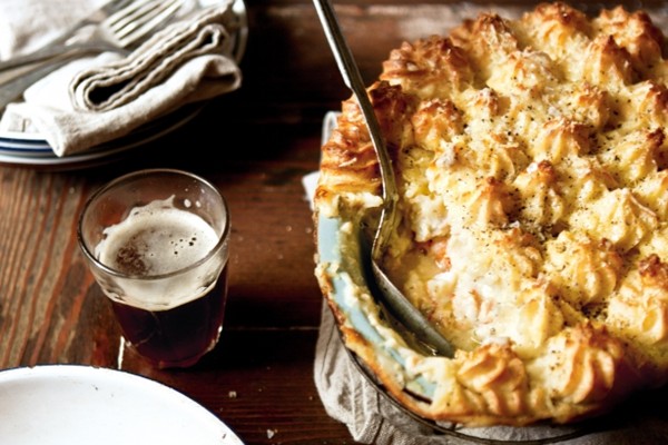 Rustic blue-eye & prawn pie with cheesy mash topping