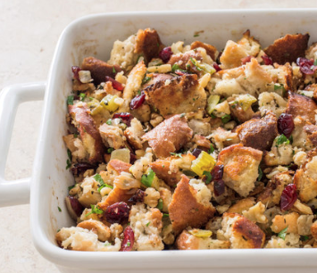 Rustic bread stuffing with cranberries and walnuts