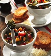 Rustic butternut squash and cannellini bean soup