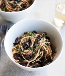 Rustic linguine with summer herbs and olives