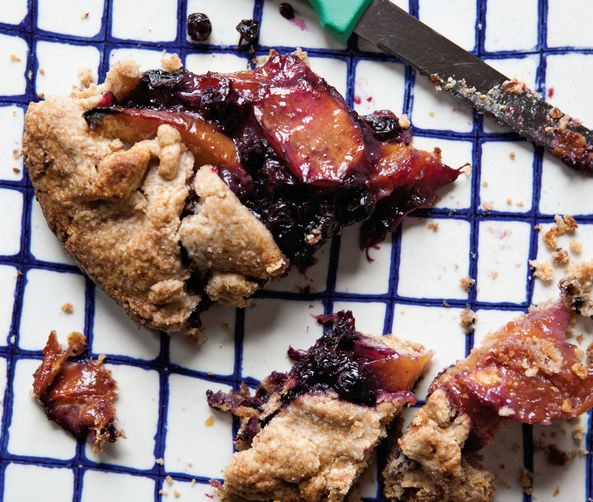 Rustic nectarine, blueberry, and vanilla bean tart