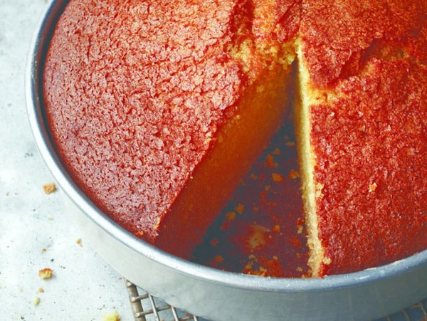 Rustic olive oil cake with honey syrup
