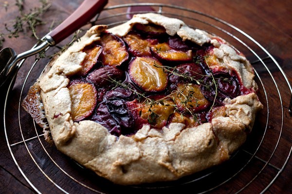 Rustic plum crostata with lemon thyme
