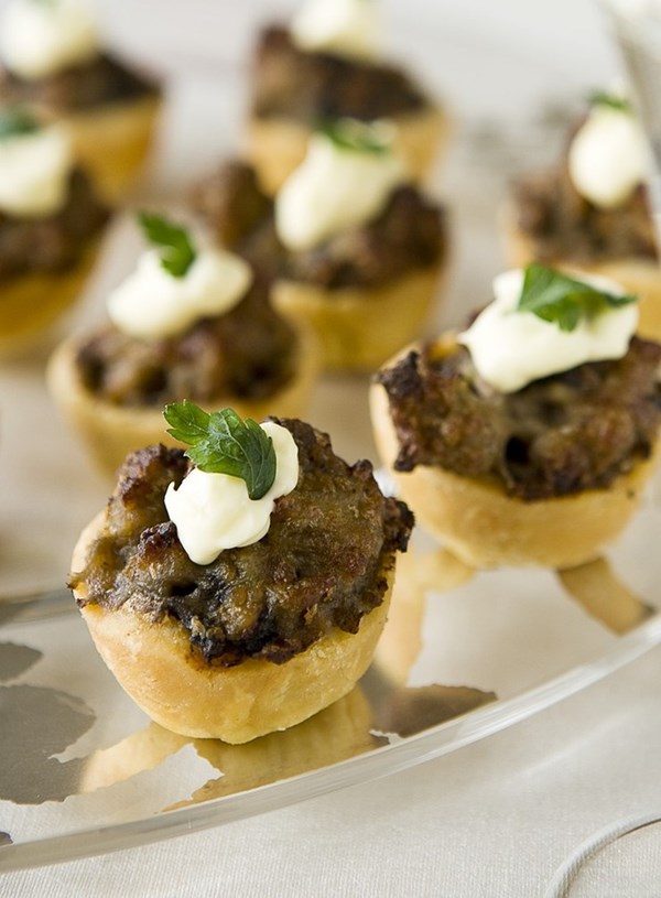 Rustic sausage meat and mushroom tartlets