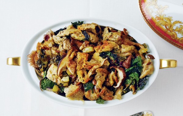 Rye, kale, mushroom, and pumpkin seed stuffing
