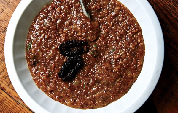 Rye porridge with morels