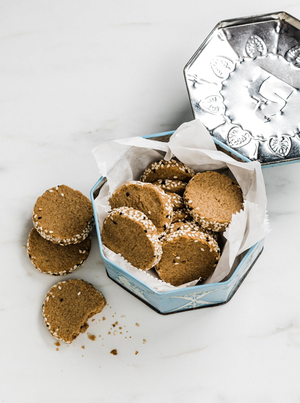 Rye tahini shortbread cookies
