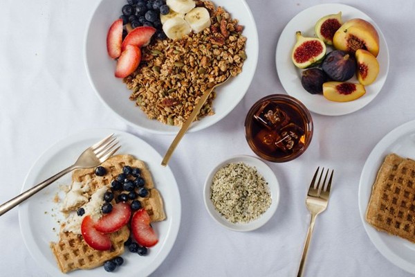 Rye waffles with ginger cream