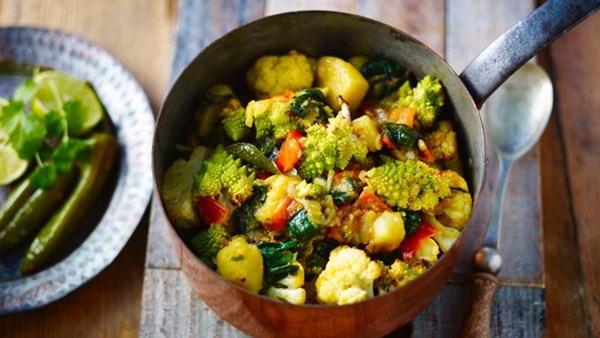 Saag aloo with roasted gobi [The Hairy Bikers]