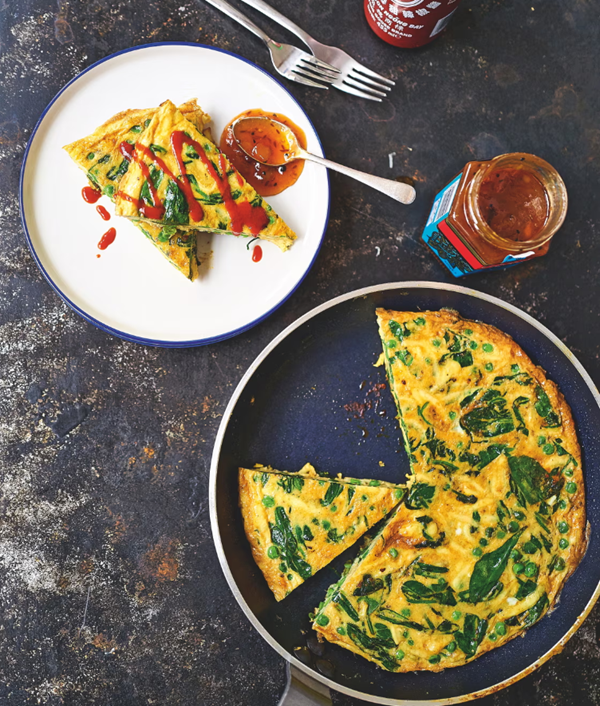 Saag paneer & pea frittata