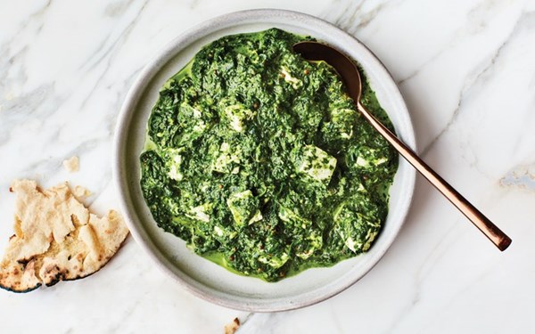 Saag paneer, but with feta
