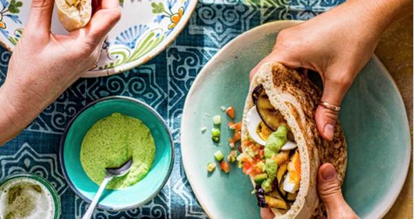 Sabich with green tahini