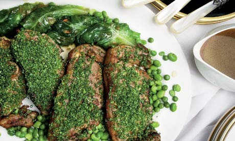 Saddle of lamb with braised spring lettuce parcels