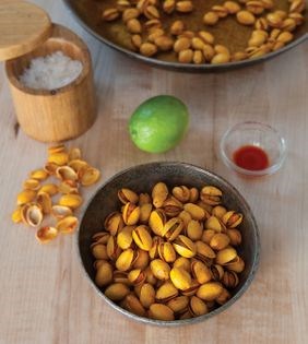 Saffron + lime roasted pistachios (Pesteh-ye bu dadeh ba zaferun-o limu-ye Kermani)