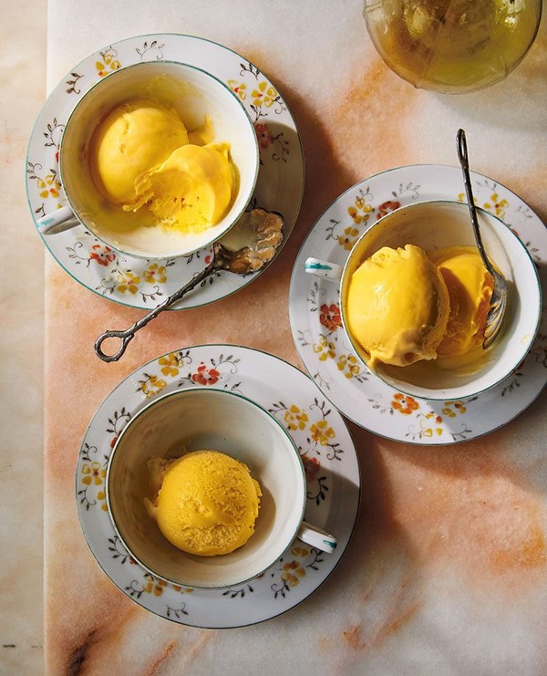 Saffron & orange blossom ice cream 