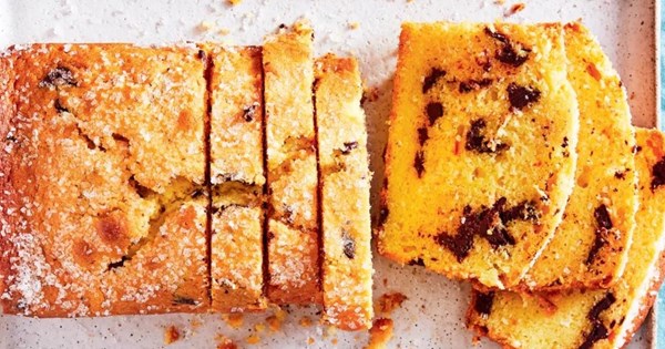 Saffron and chocolate tea cake