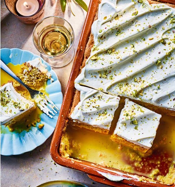 Saffron and honey tres leches [cake]