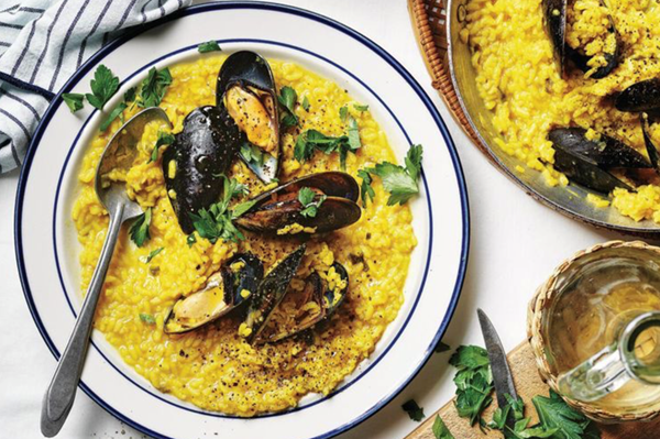 Saffron and mussels risotto