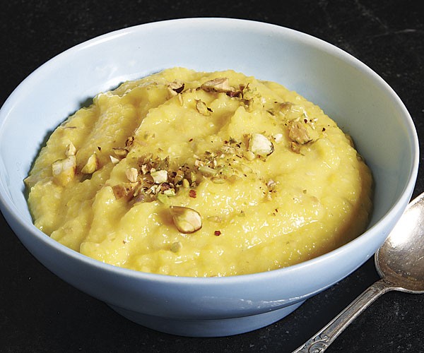 Saffron and pistachio polenta