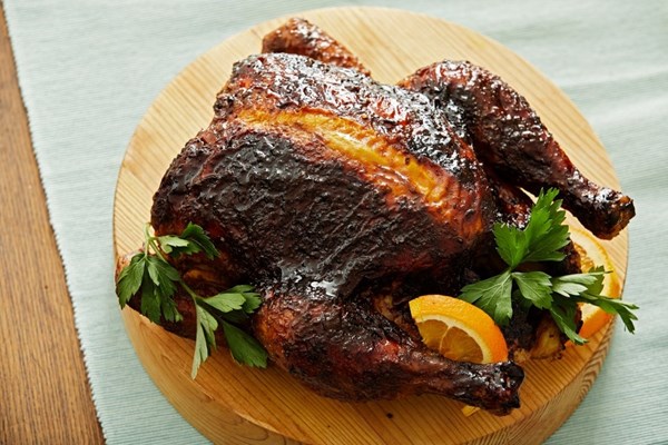 Saffron and pomegranate-glazed chicken