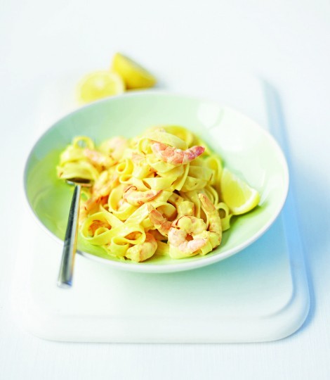 Saffron and prawn tagliatelle