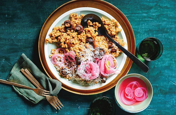 Saffron barley risotto