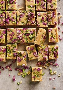 Saffron black cardamom fudge