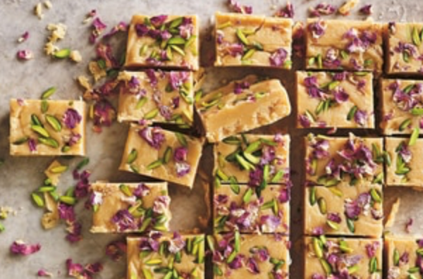Saffron black cardamom fudge